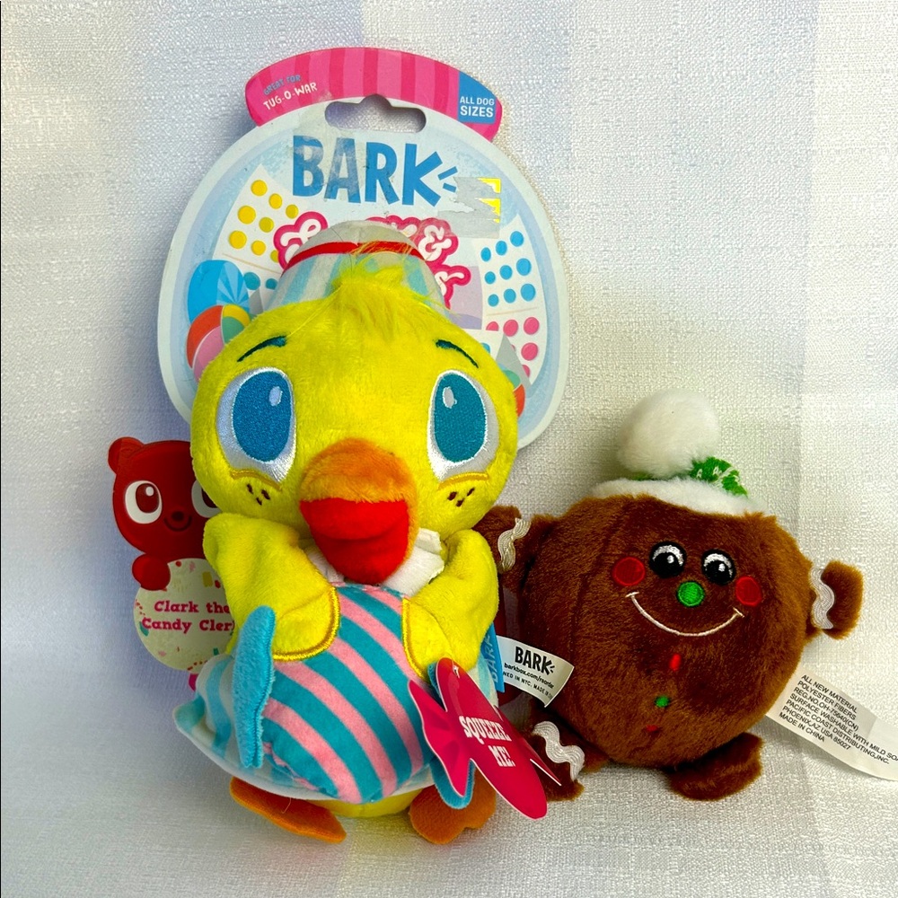 Set of 2 Bark Colorful Duck & Gingerbread Ball Dog Toys NEW